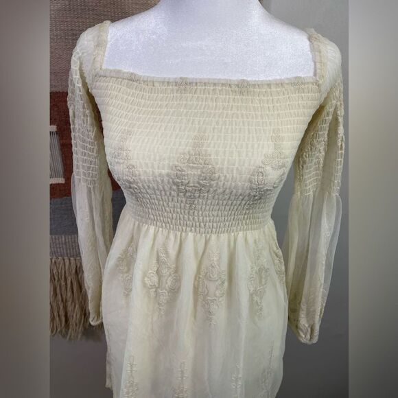 Chaser Lace Long sleeve Embroidered Baby Doll Dress XS - Picture 2 of 7